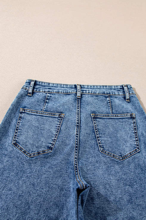 Patch Pocket Straight Leg Loose Fit Jeans